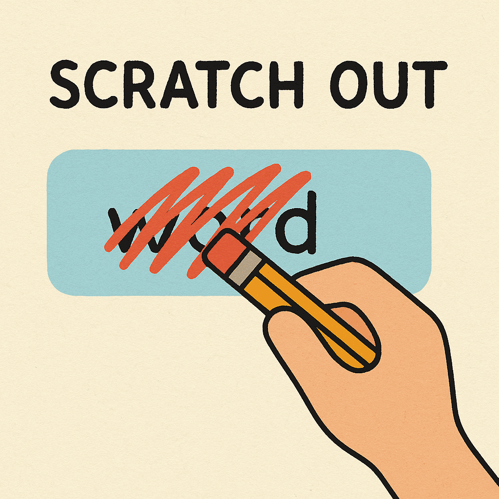 scratch out meaning and examples thumbnail