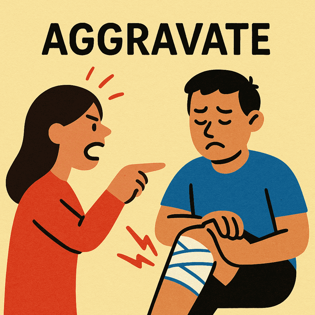 aggravate meaning and examples thumbnail