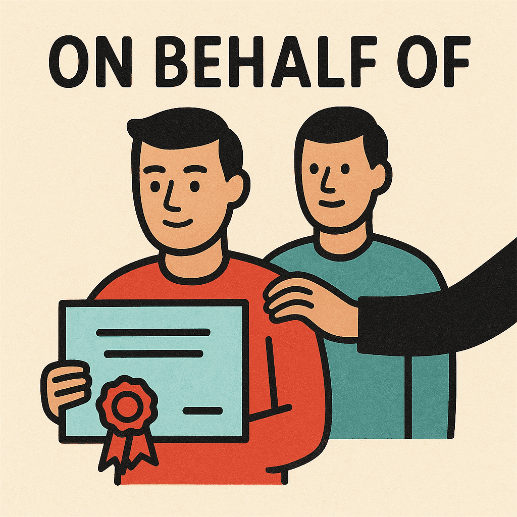 on behalf of meaning and examples thumbnail