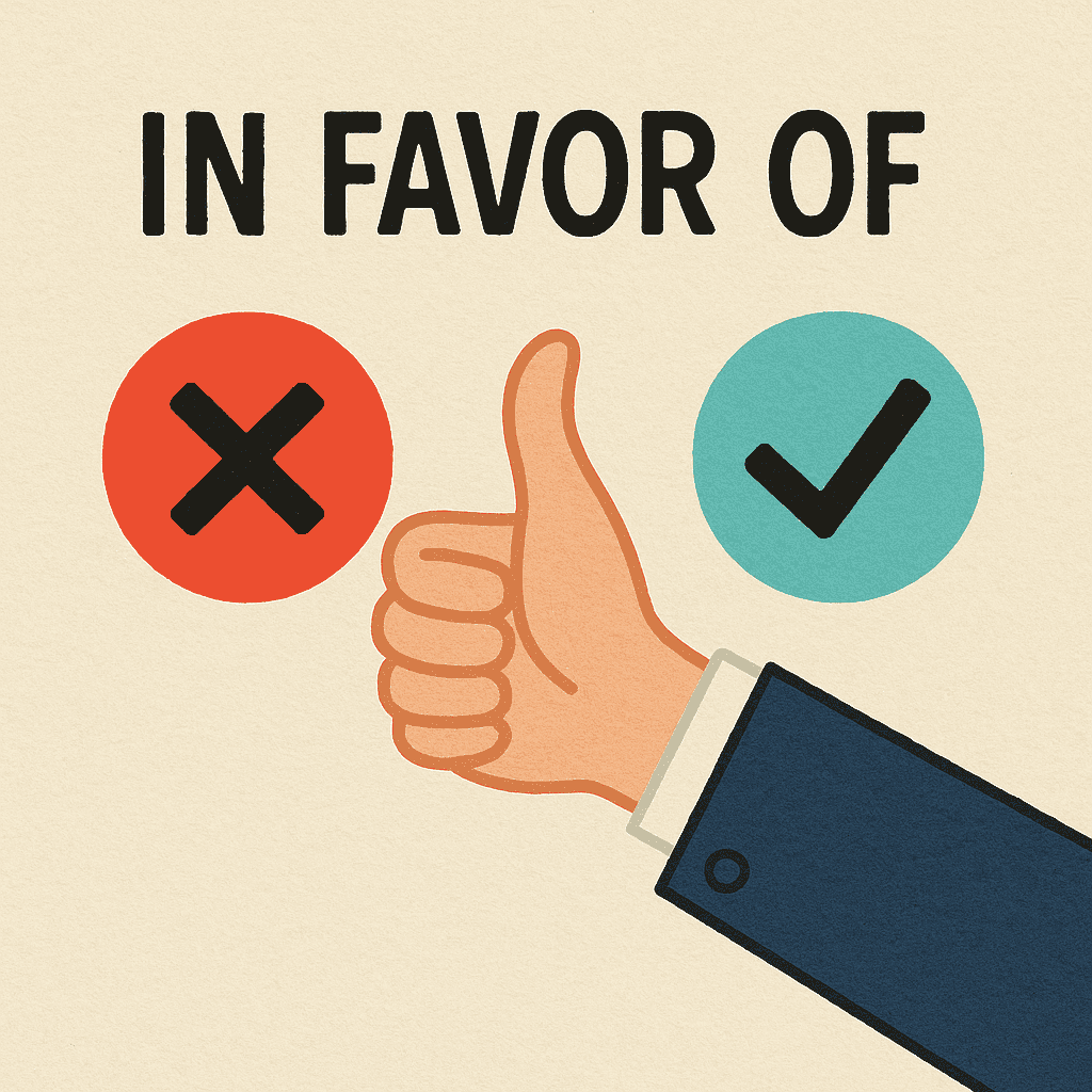 in favor of meaning and examples