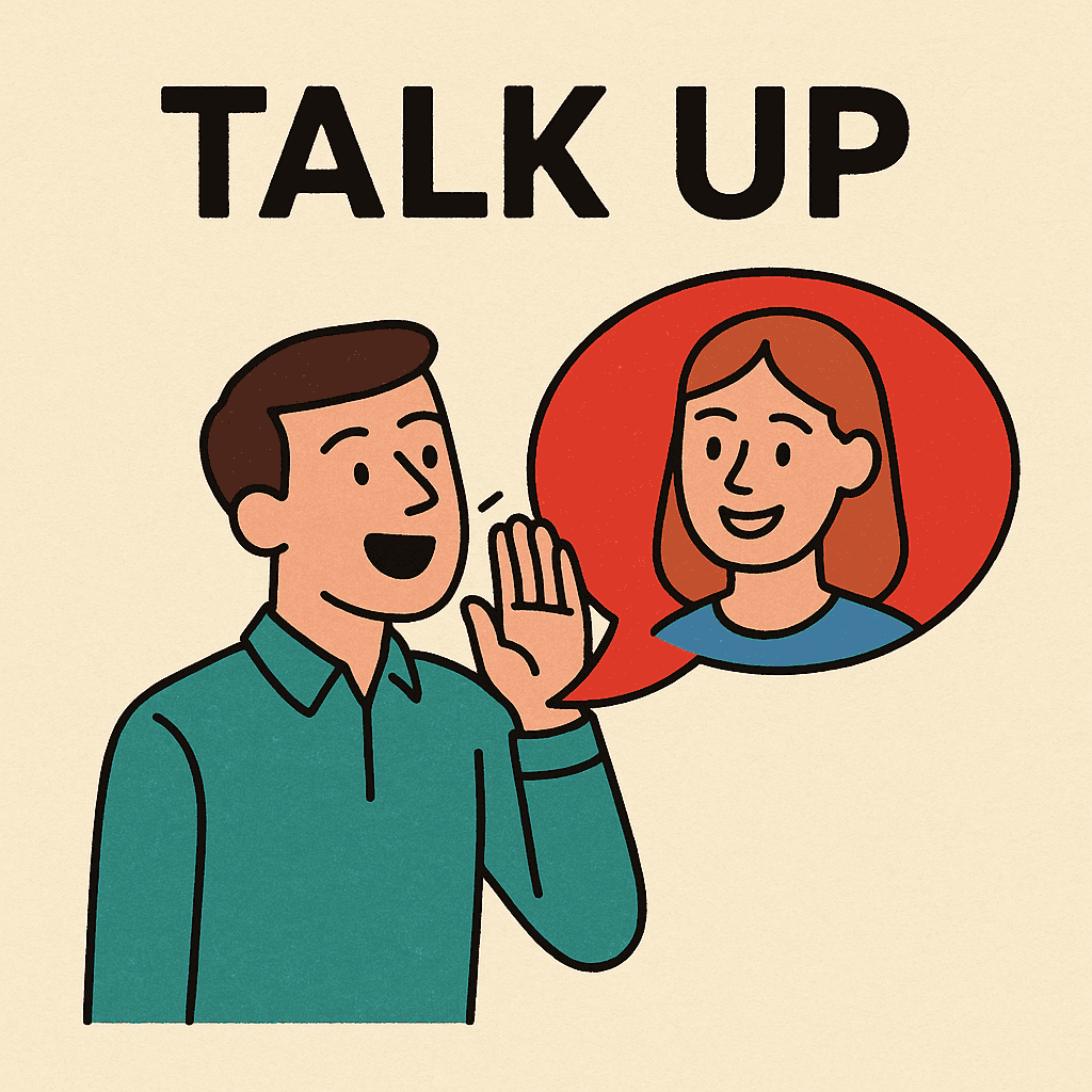 talk up meaning and examples thumbnail