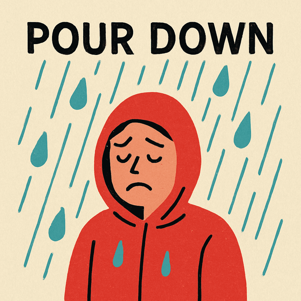 pour down meaning and examples thumbnail