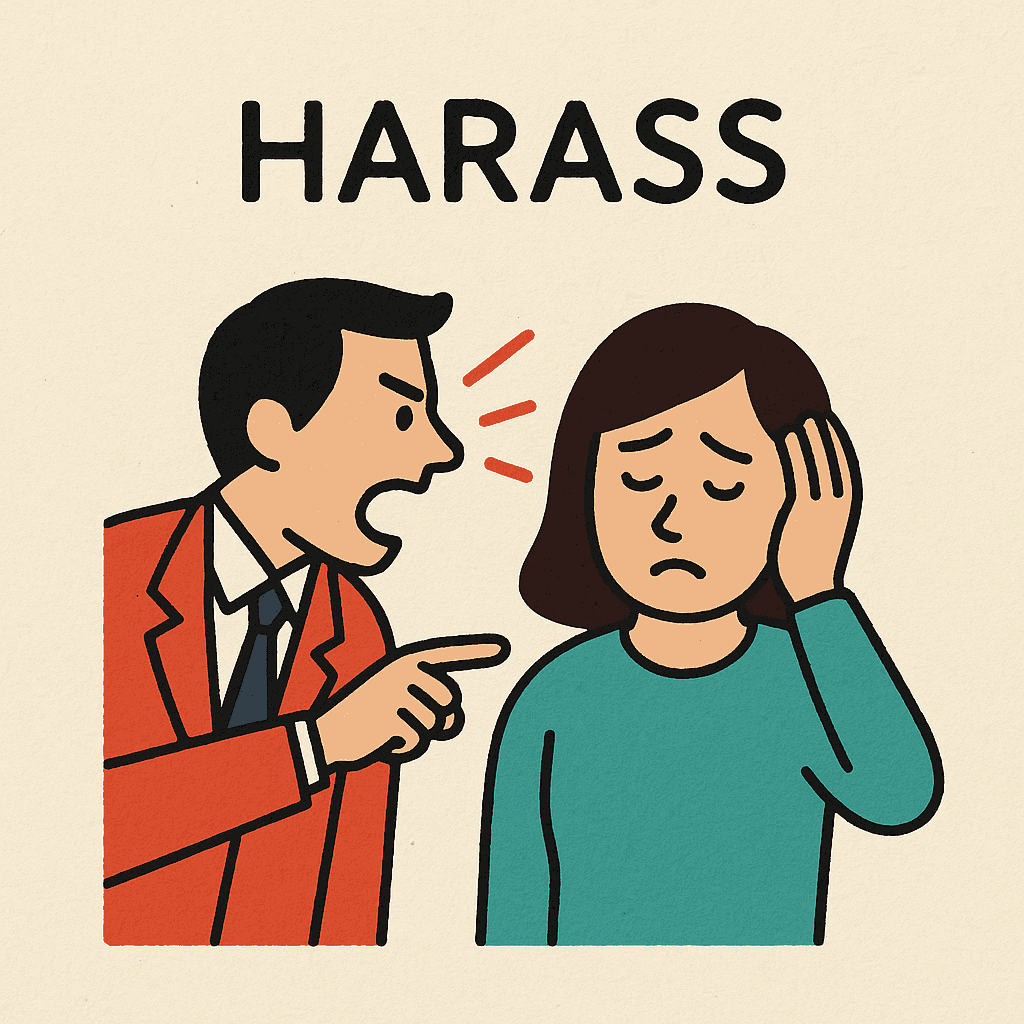 harass meaning and examples thumbnail
