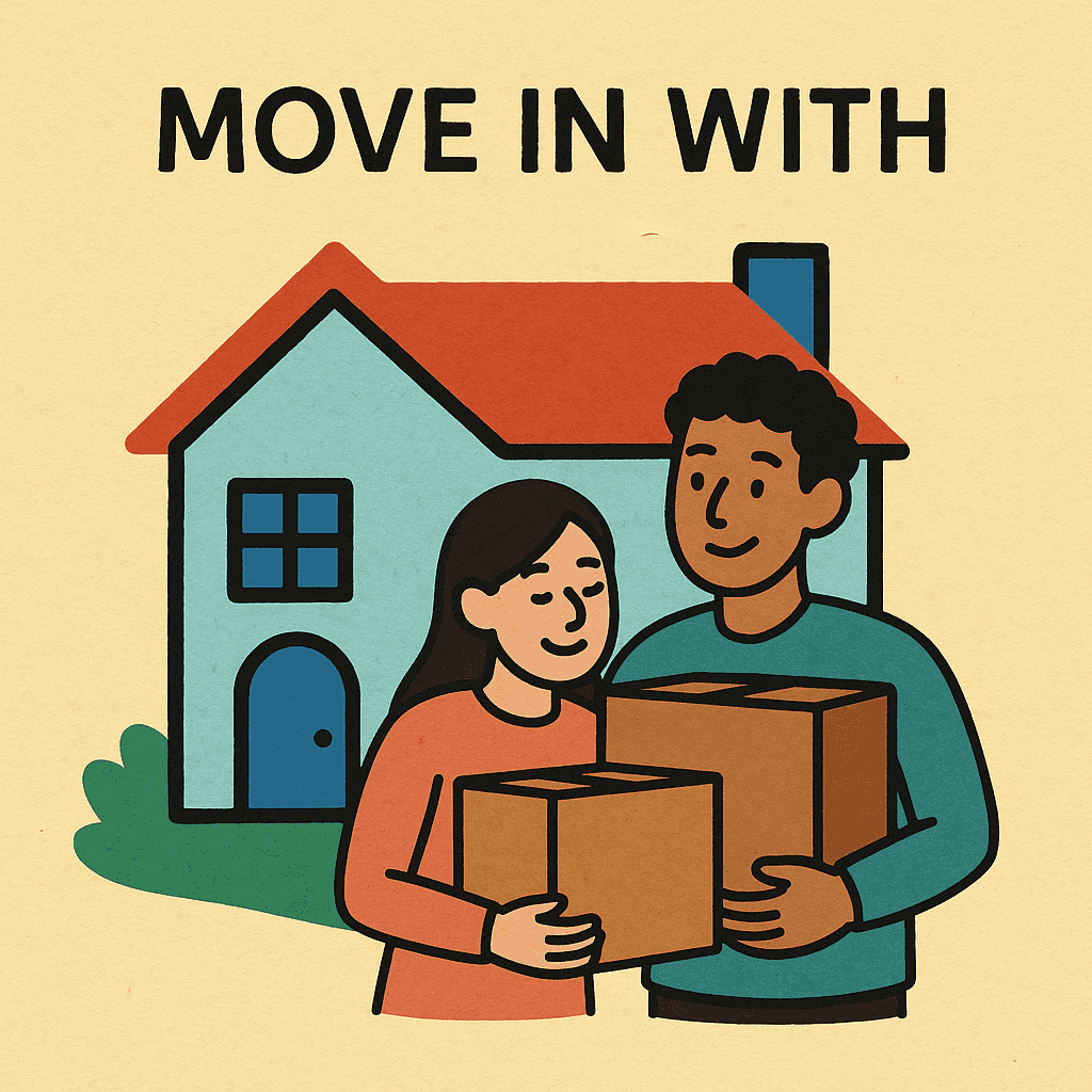 move in with meaning and examples thumbnail