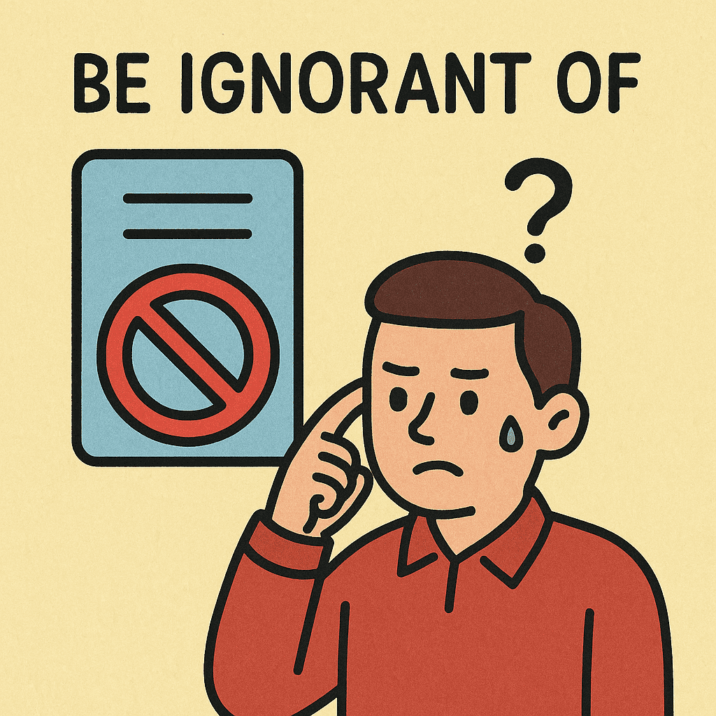 be ignorant of meaning and examples thumbnail