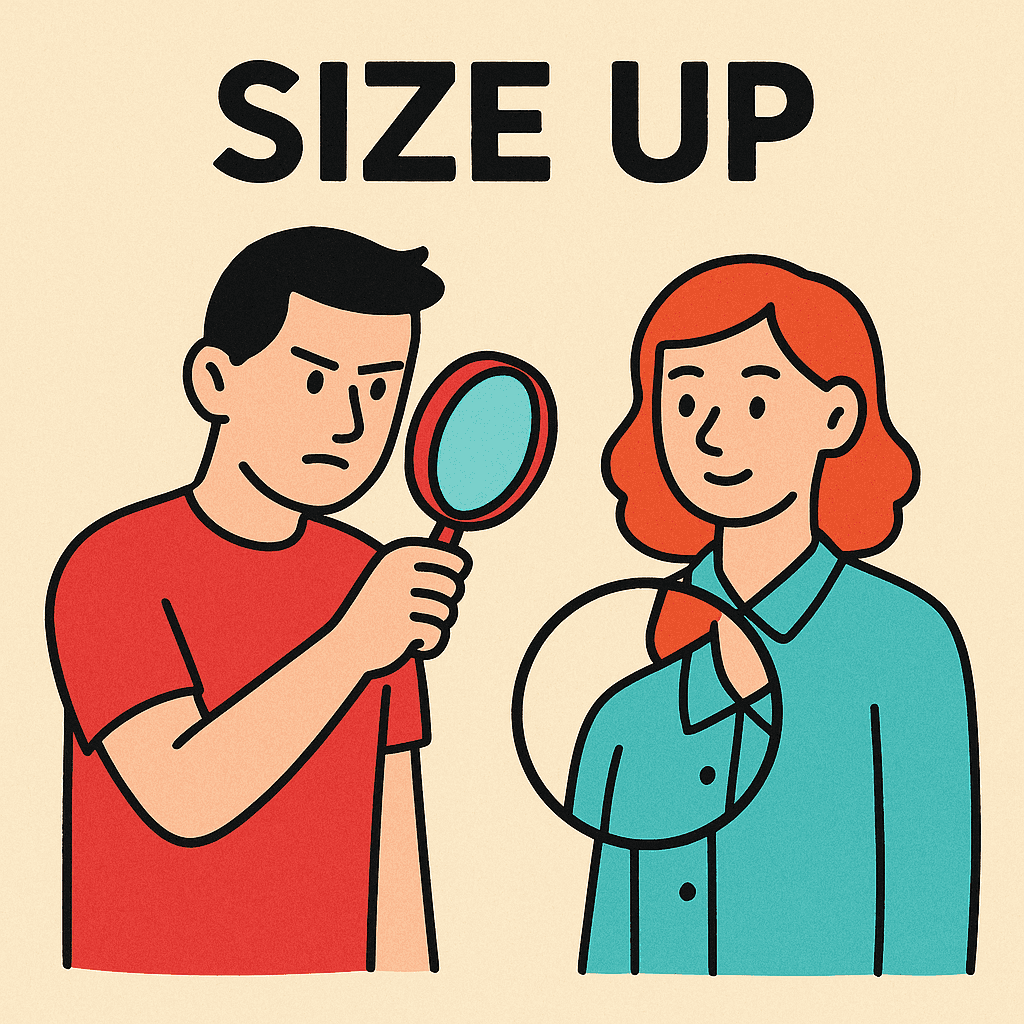 size up meaning and examples thumbnail