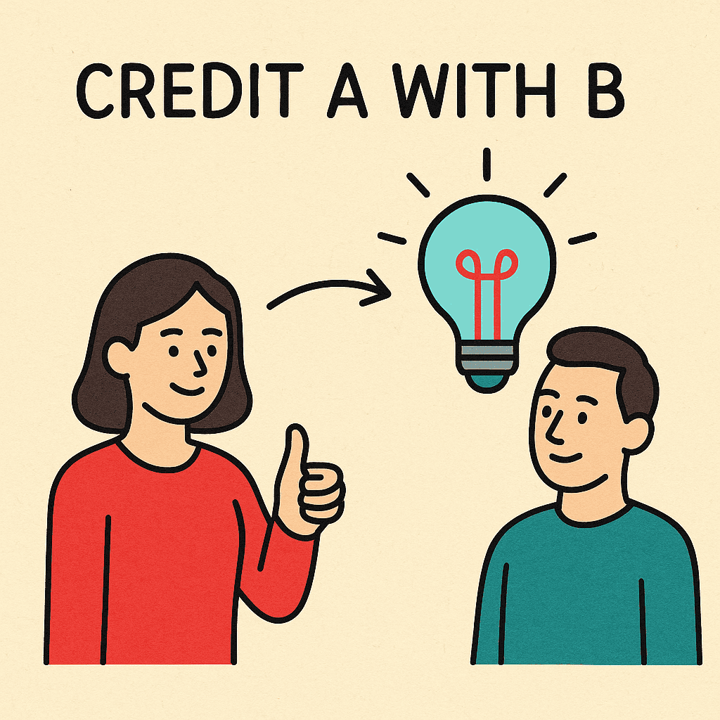 credit A with B meaning and examples thumbnail