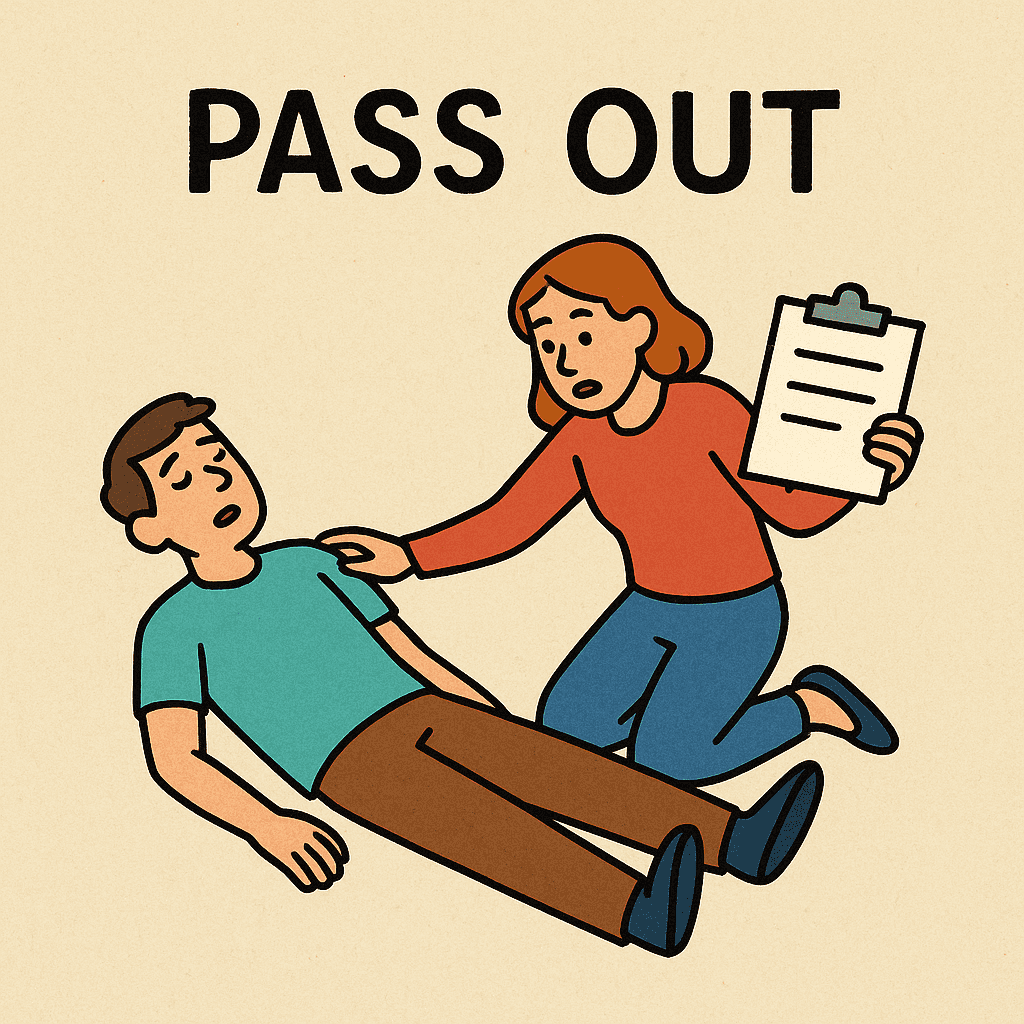 pass out meaning and examples thumbnail
