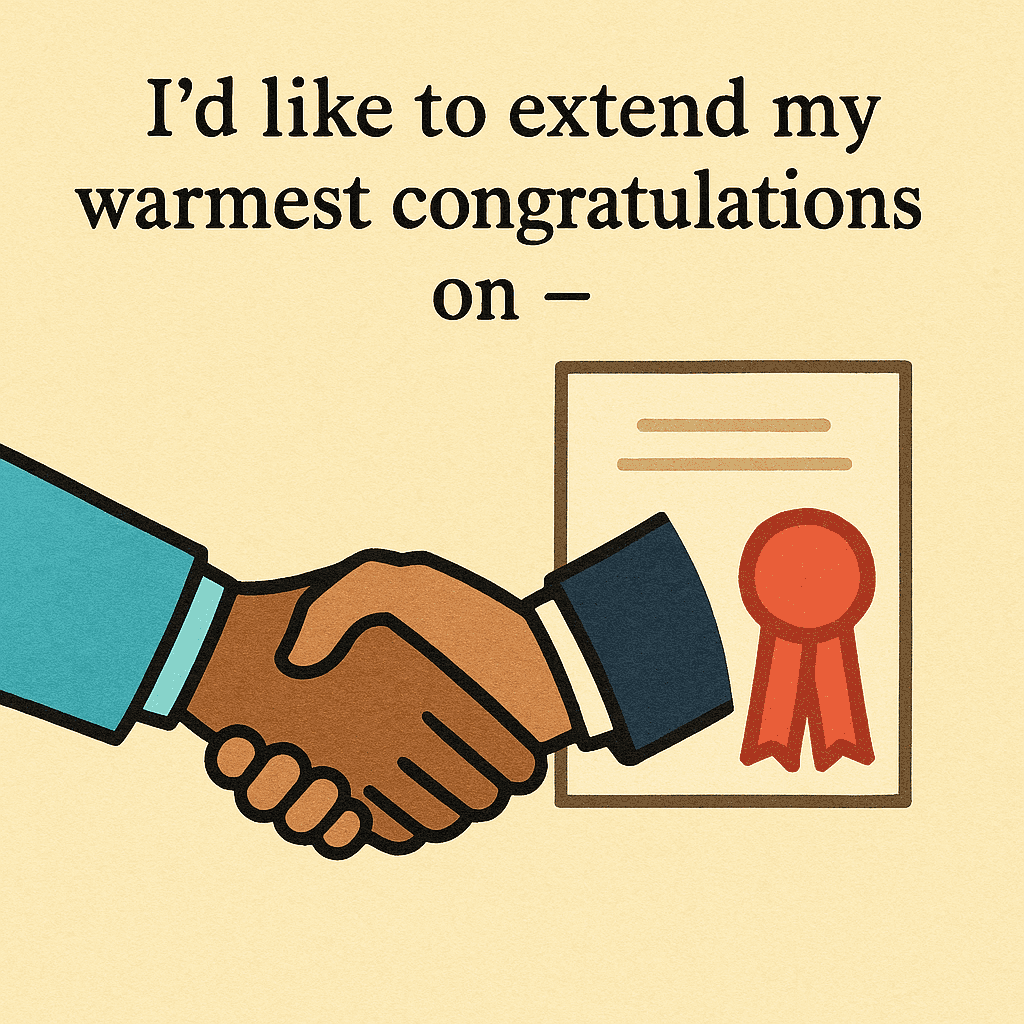 I'd like to extend my warmest congratulations on ~ meaning and examples thumbnail