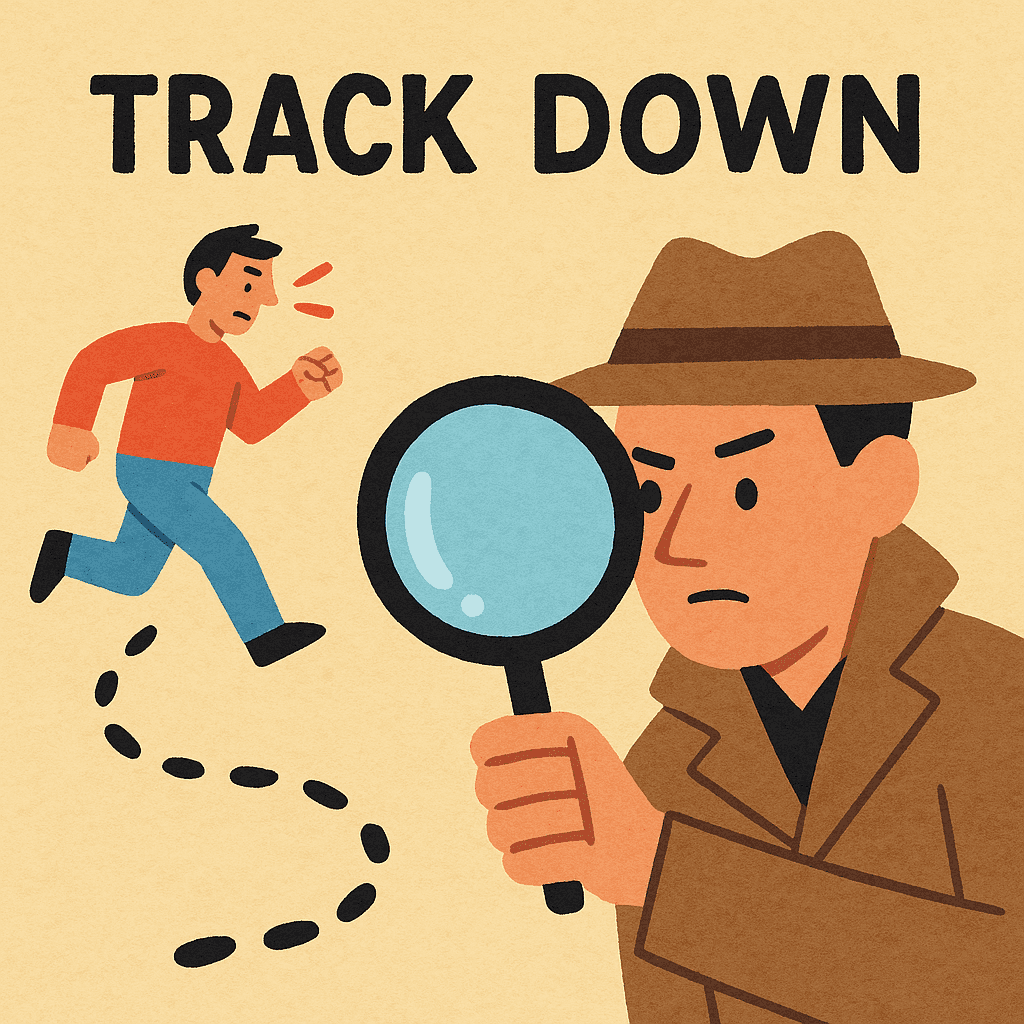 track down meaning and examples