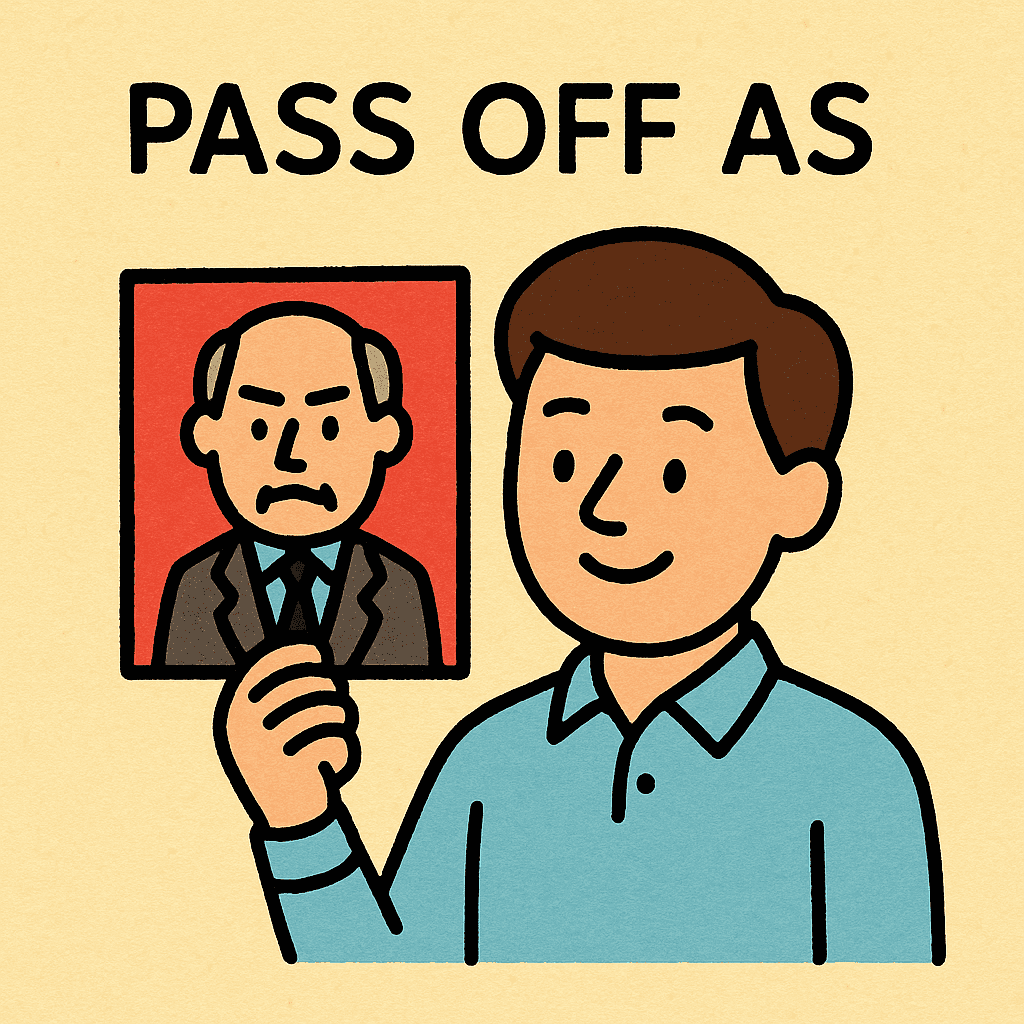 pass off as meaning and examples thumbnail
