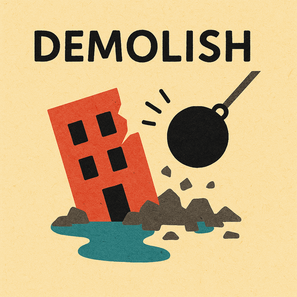 demolish meaning and examples thumbnail