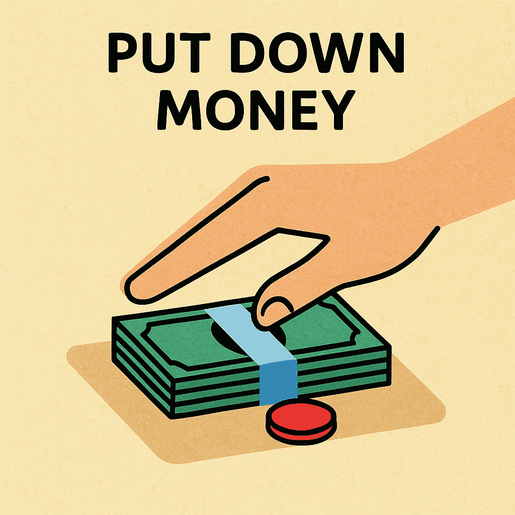 put down money meaning and examples thumbnail