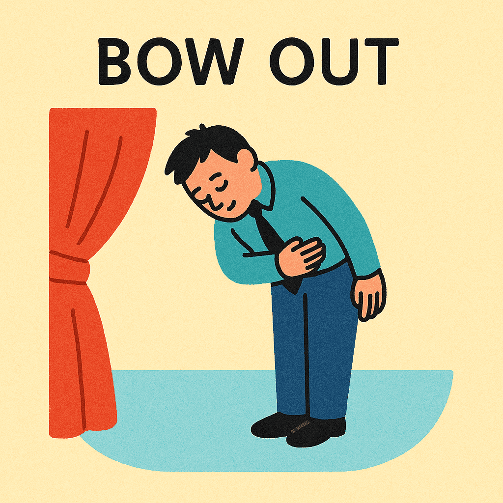 bow out meaning and examples thumbnail